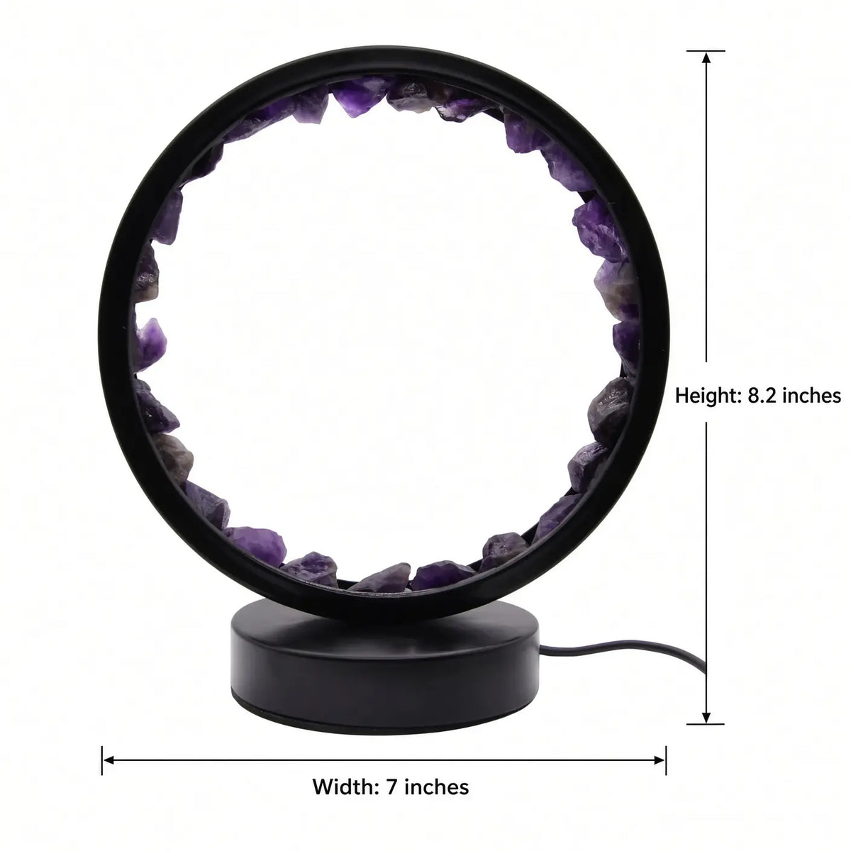 Amethyst glow lamp, 8.2" H × 7" W