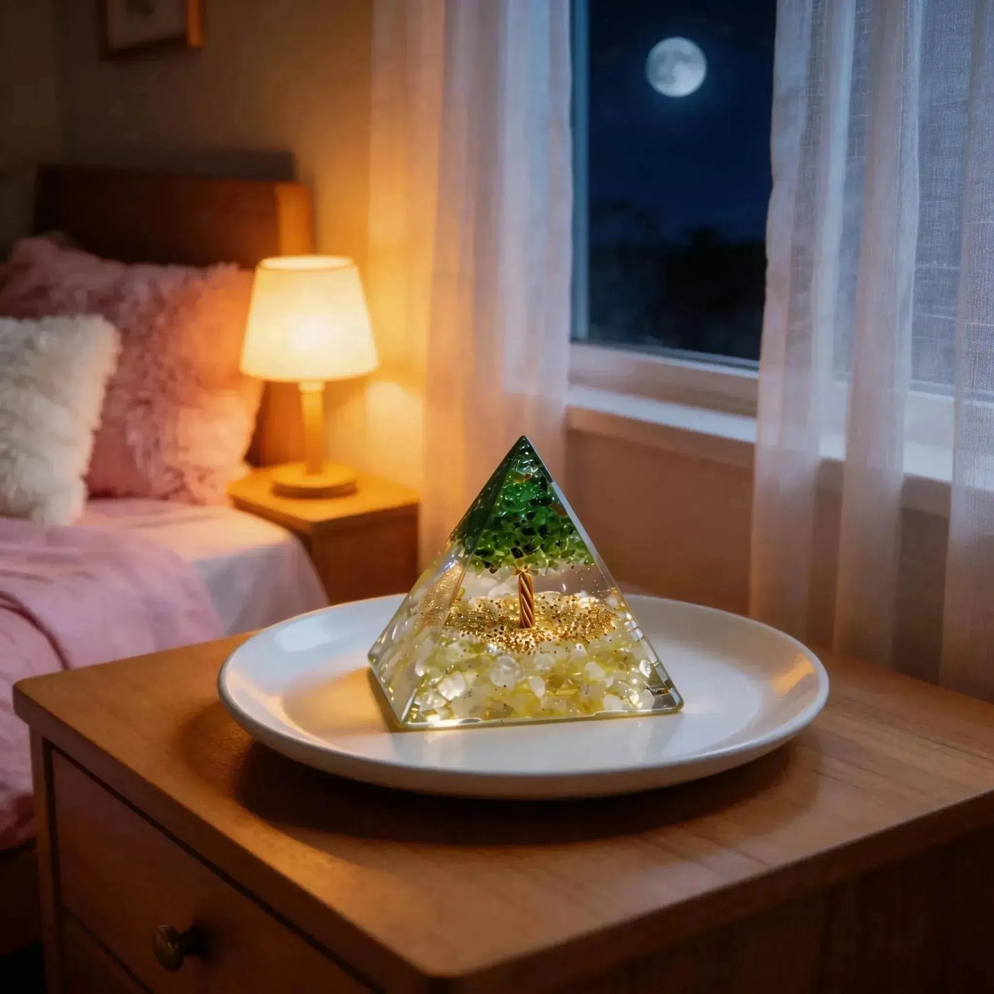 CHIGROVE Natural Peridot Tree of Life Pyramid | Healing Crystal for Calm & Spiritual Balance - ChiGrove