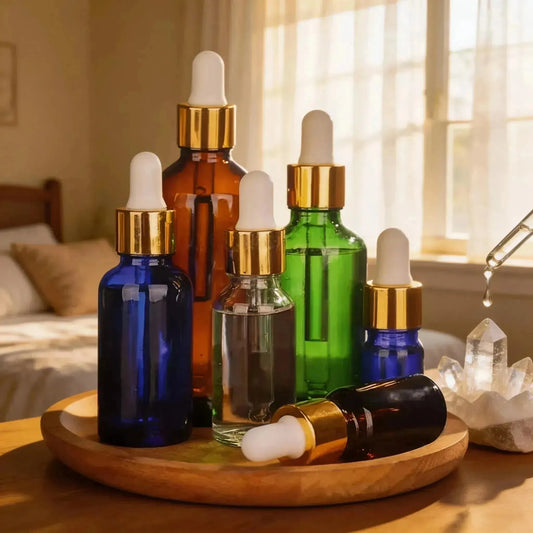 CHIGROVE Multi - size Colored Glass Dropper Bottle Set | Crystal Healing DIY - ChiGrove