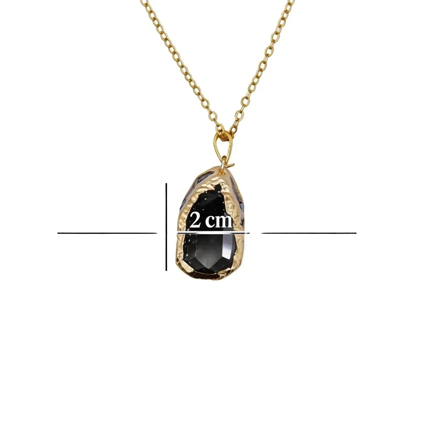 CHIGROVE Gold Wrapped Natural Black Crystal Pendant Necklace | Healing Jewelry for Women Meditation Gifts - ChiGrove