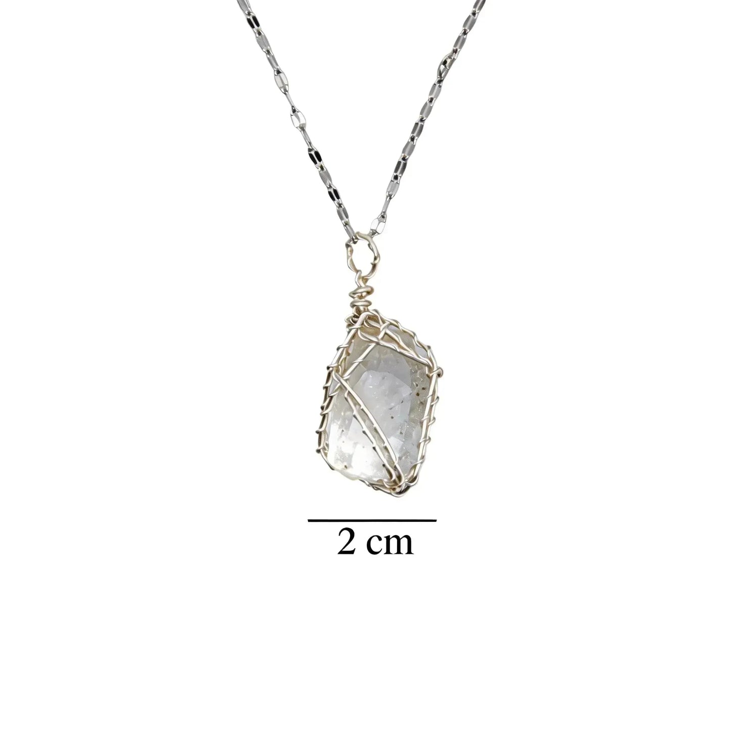 CHIGROVE Wire Wrapped Natural Clear Quartz Necklace | Healing Crystal Jewelry for Women Daily Wear & Gifting - ChiGrove