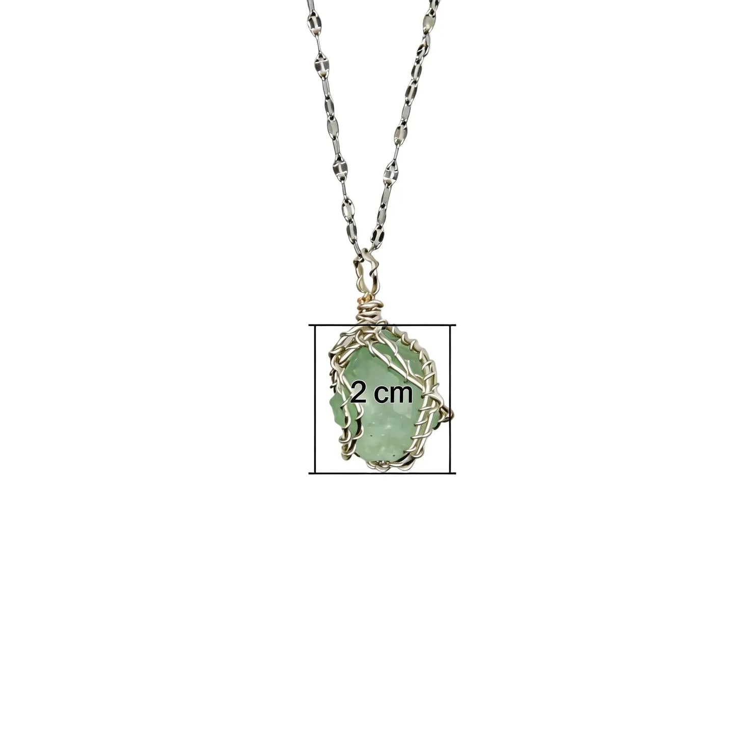 CHIGROVE Wire Wrapped Natural Green Crystal Necklace | Healing Jewelry for Women Daily Wear - ChiGrove