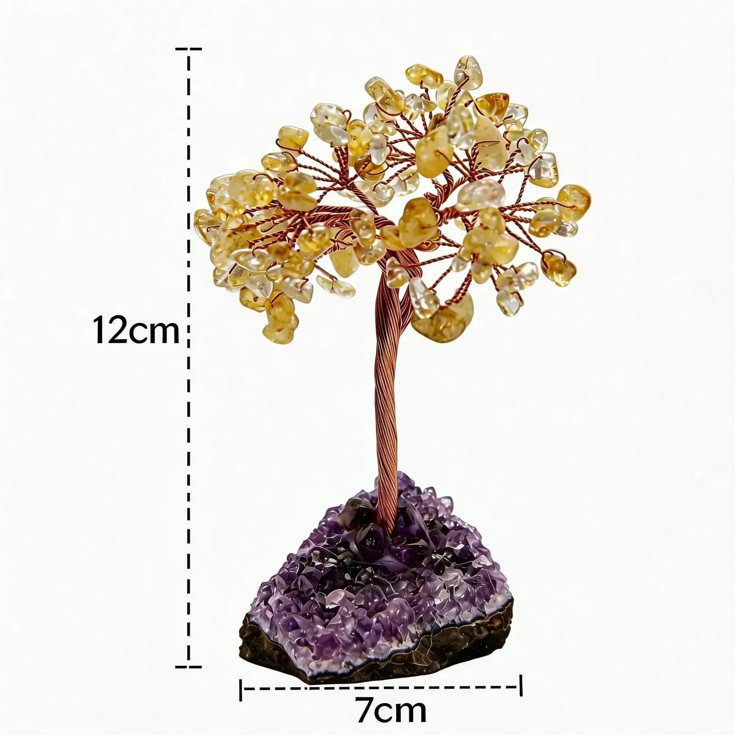 CHIGROVE Natural Citrine Crystal Money Tree with Amethyst Base | Healing Feng Shui Decor for Wealth & Good Luck - ChiGrove