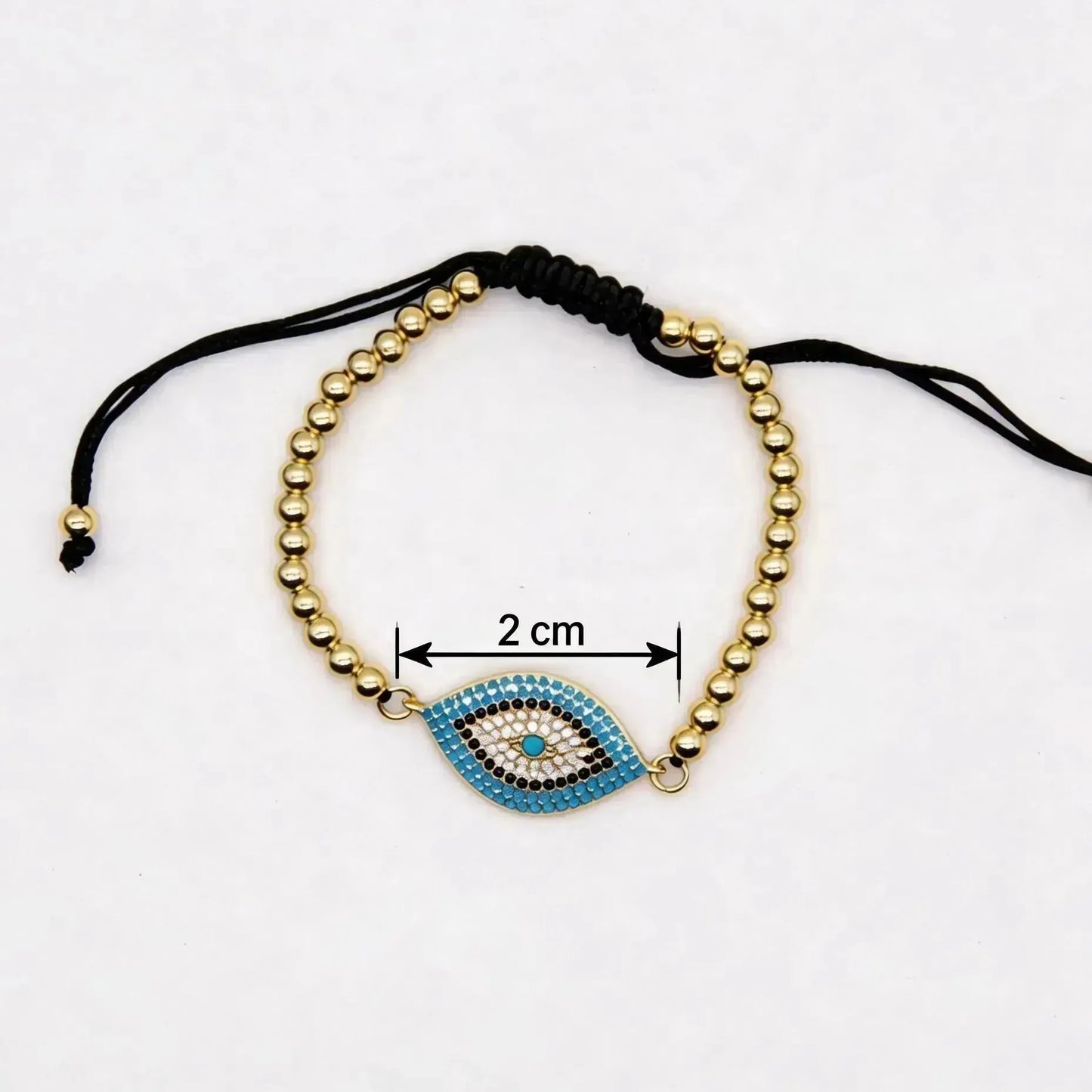 CHIGROVE Blue Evil Eye Gold Beaded Bracelet | Adjustable Lucky Protection Jewelry for Women Daily Wear - ChiGrove