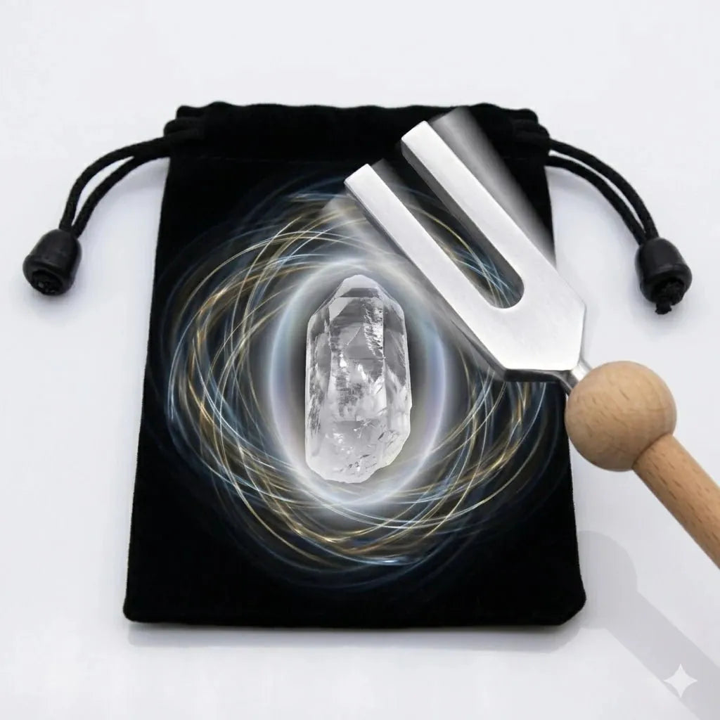 CHIGROVE Clear Quartz Crystal Tuning Fork Set for Sound Healing | Chakra Balancing - ChiGrove