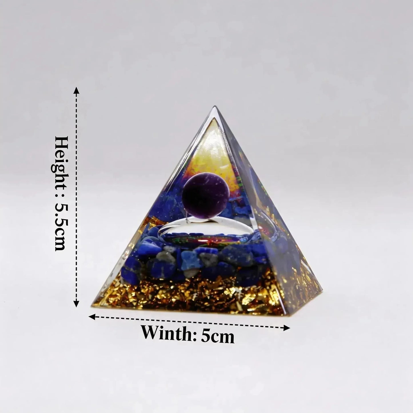 CHIGROVE Natural Amethyst & Lapis Lazuli Orgone Pyramid | Healing Crystal for Calm & Spiritual Balance - ChiGrove