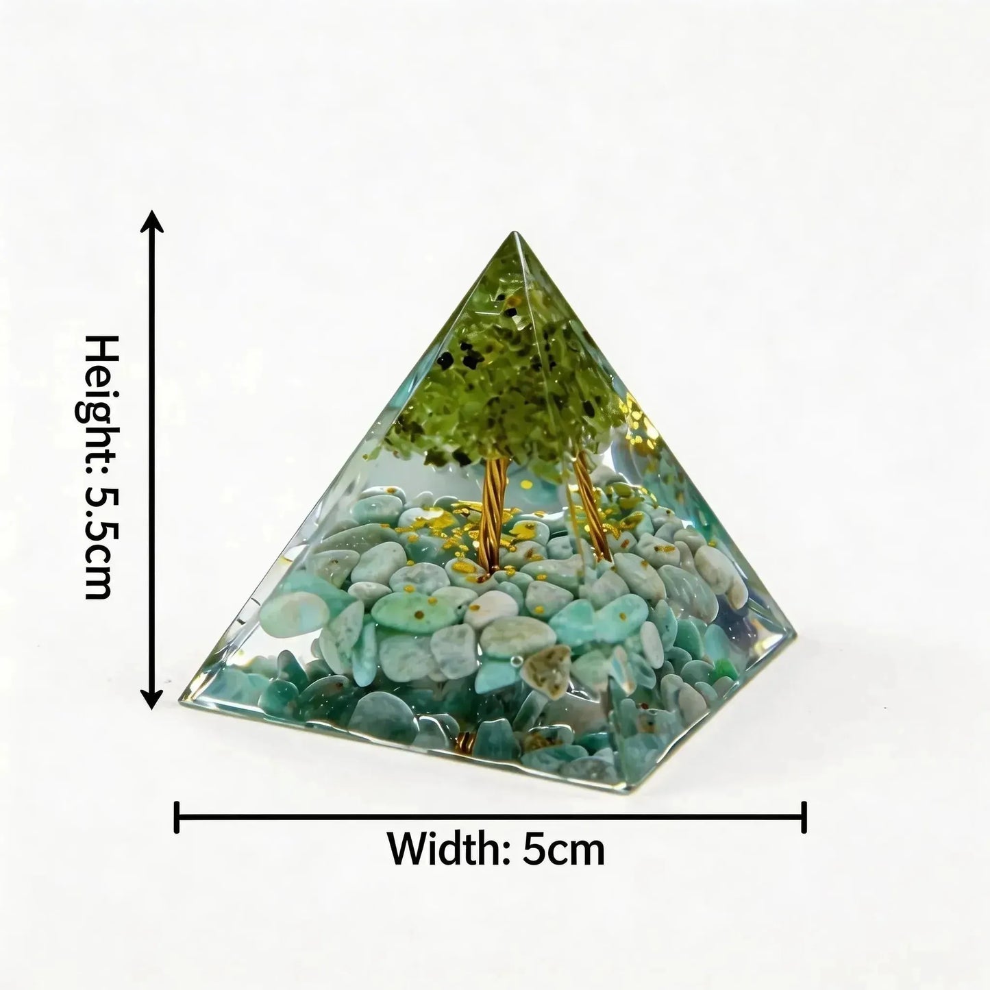 CHIGROVE Natural Peridot Tree of Life Orgone Pyramid | Healing Crystal for Calm & Spiritual Balance - ChiGrove