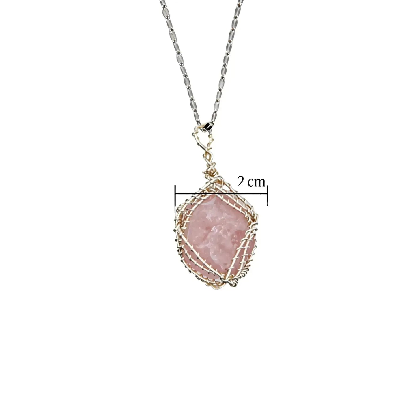 CHIGROVE Wire Wrapped Natural Rose Quartz Necklace | Healing Jewelry for Women Self Care Gifts - ChiGrove