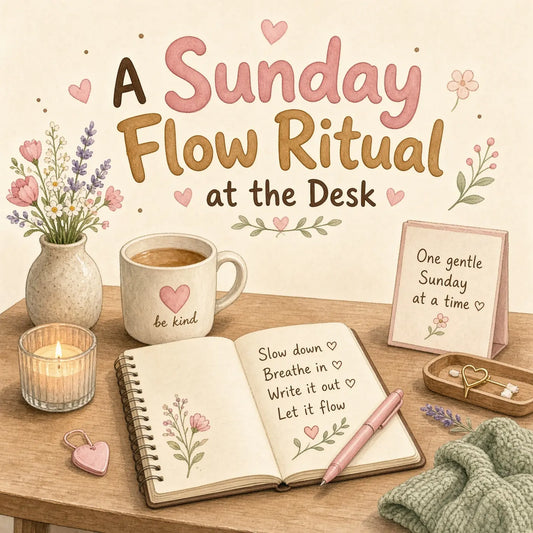 Clear citrine grove on a wood desk with notebook and coffee