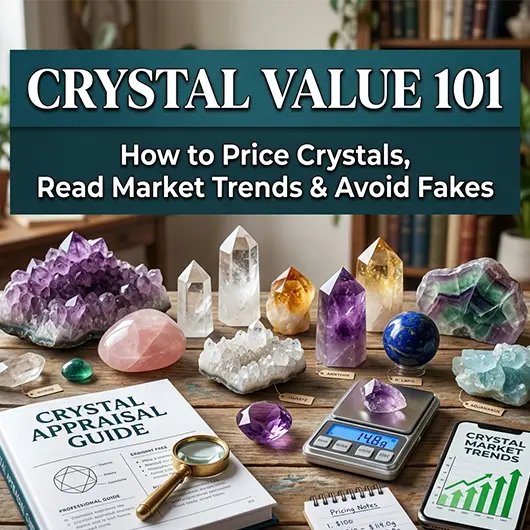 Natural crystal specimens of different sizes and types for value and pricing reference