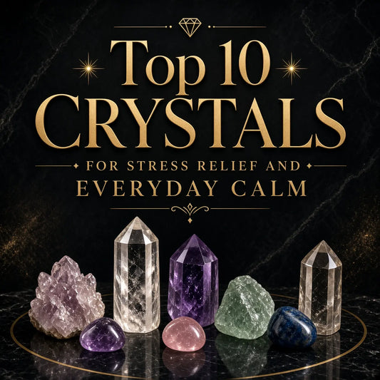 Woman meditating while holding stress-relief crystals
