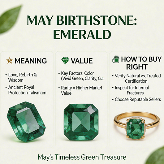 May Birthstone Emerald: Meaning, Value, Buying Guide & Care Tips