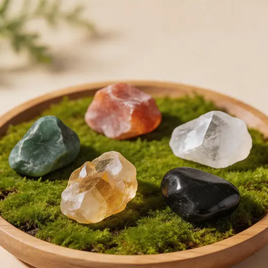 Natural stones chosen for their calming, grounding & restorative energy. Rooted in 5-element wisdom.