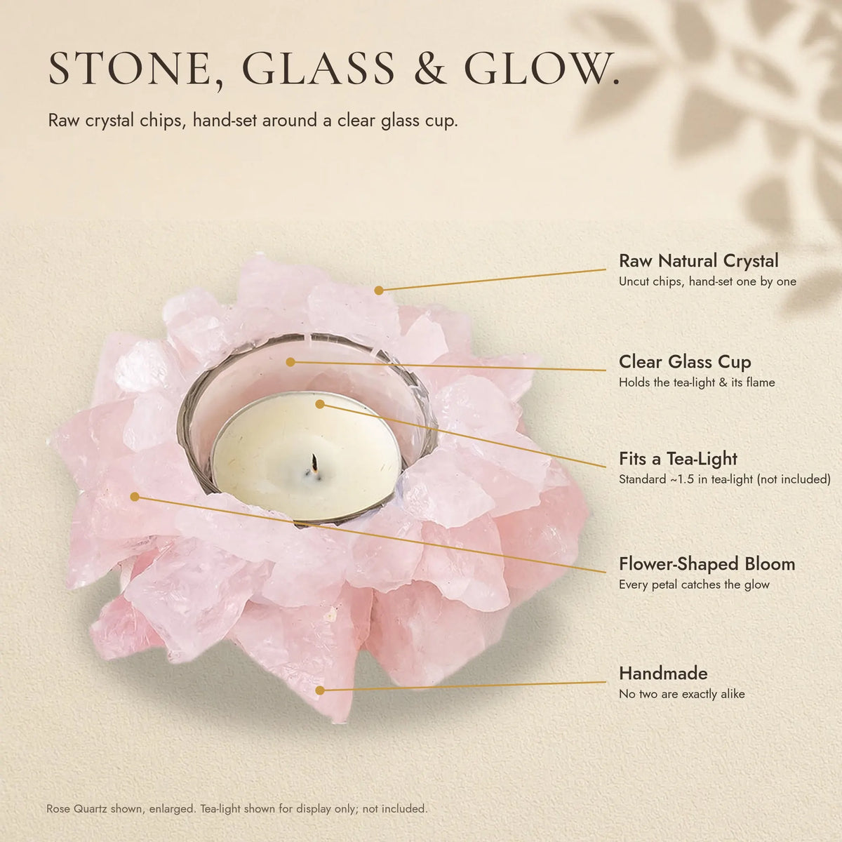 The Crystal Bloom Tea-Light Holder — Raw Natural Crystal Candle Holder