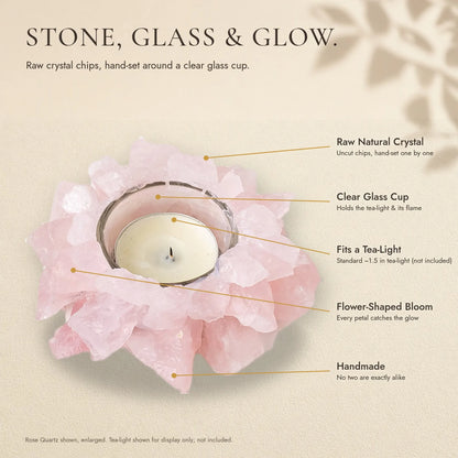 The Crystal Bloom Tea-Light Holder — Raw Natural Crystal Candle Holder