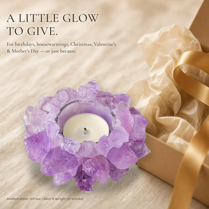 The Crystal Bloom Tea-Light Holder — Raw Natural Crystal Candle Holder