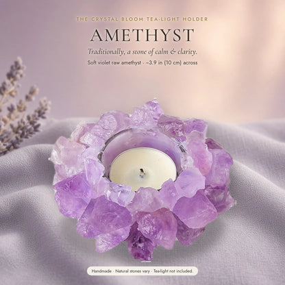 The Crystal Bloom Tea-Light Holder — Raw Natural Crystal Candle Holder