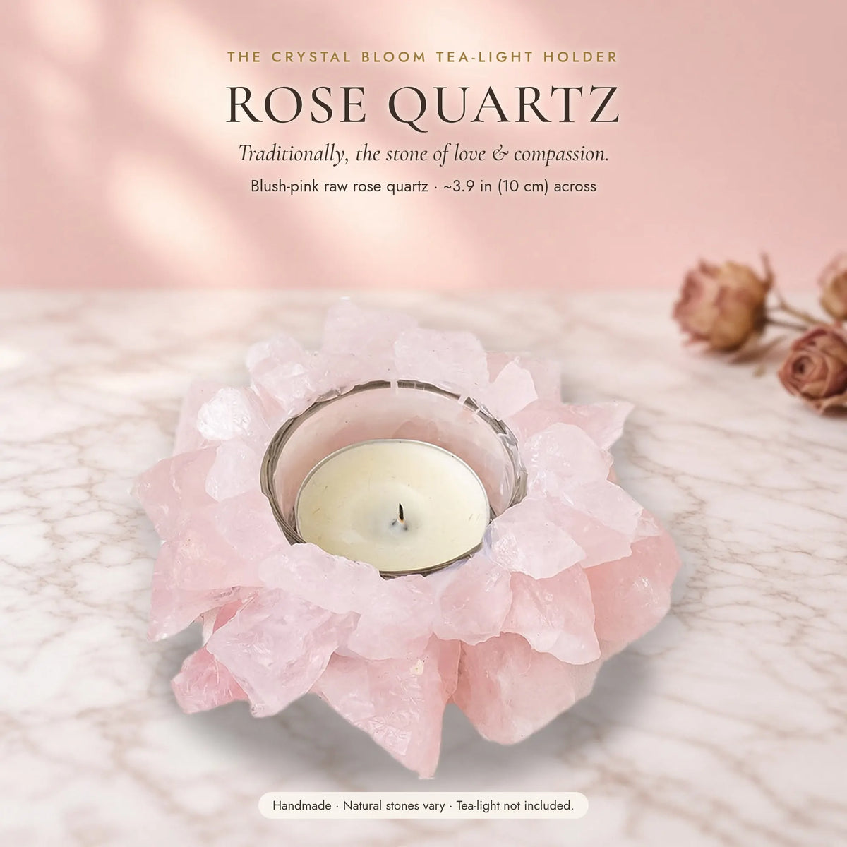 The Crystal Bloom Tea-Light Holder — Raw Natural Crystal Candle Holder