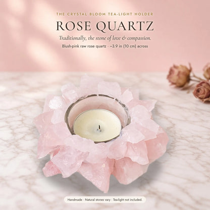The Crystal Bloom Tea-Light Holder — Raw Natural Crystal Candle Holder