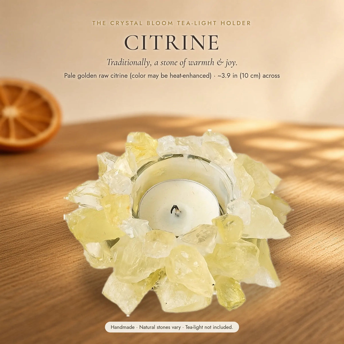 The Crystal Bloom Tea-Light Holder — Raw Natural Crystal Candle Holder