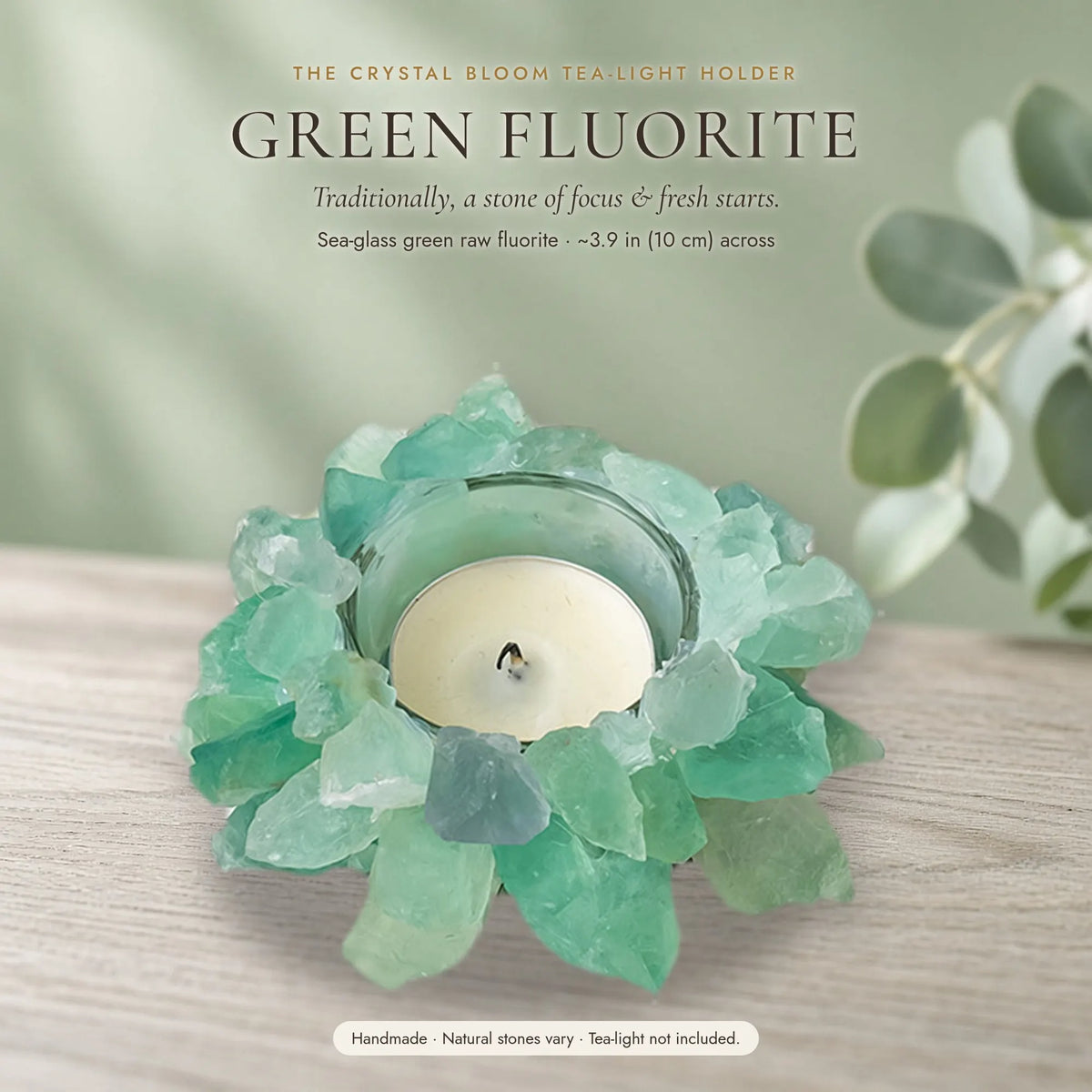 The Crystal Bloom Tea-Light Holder — Raw Natural Crystal Candle Holder