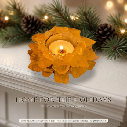 The Crystal Bloom Tea-Light Holder — Raw Natural Crystal Candle Holder