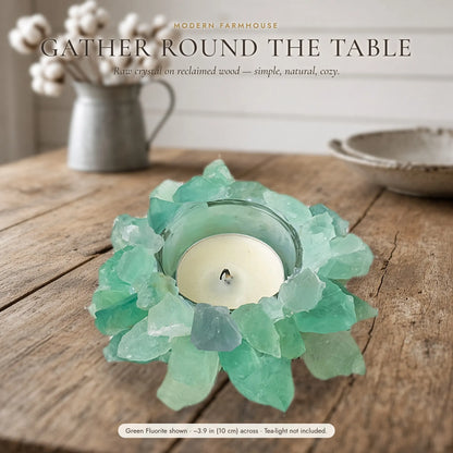 The Crystal Bloom Tea-Light Holder — Raw Natural Crystal Candle Holder