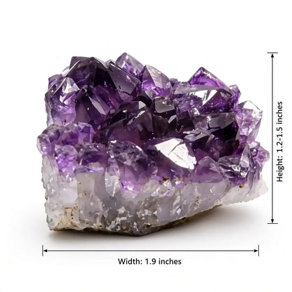 Amethyst crystal cluster, 1.9" W × 1.2–1.5" H