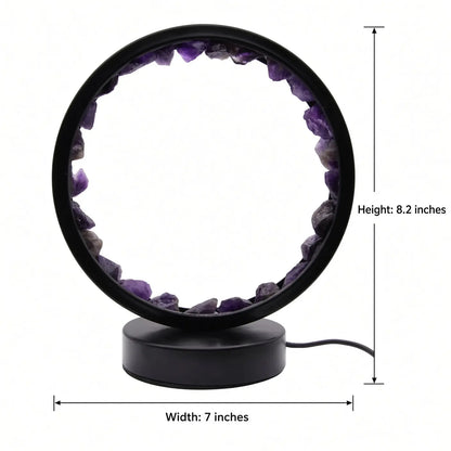 Amethyst glow lamp, 8.2" H × 7" W
