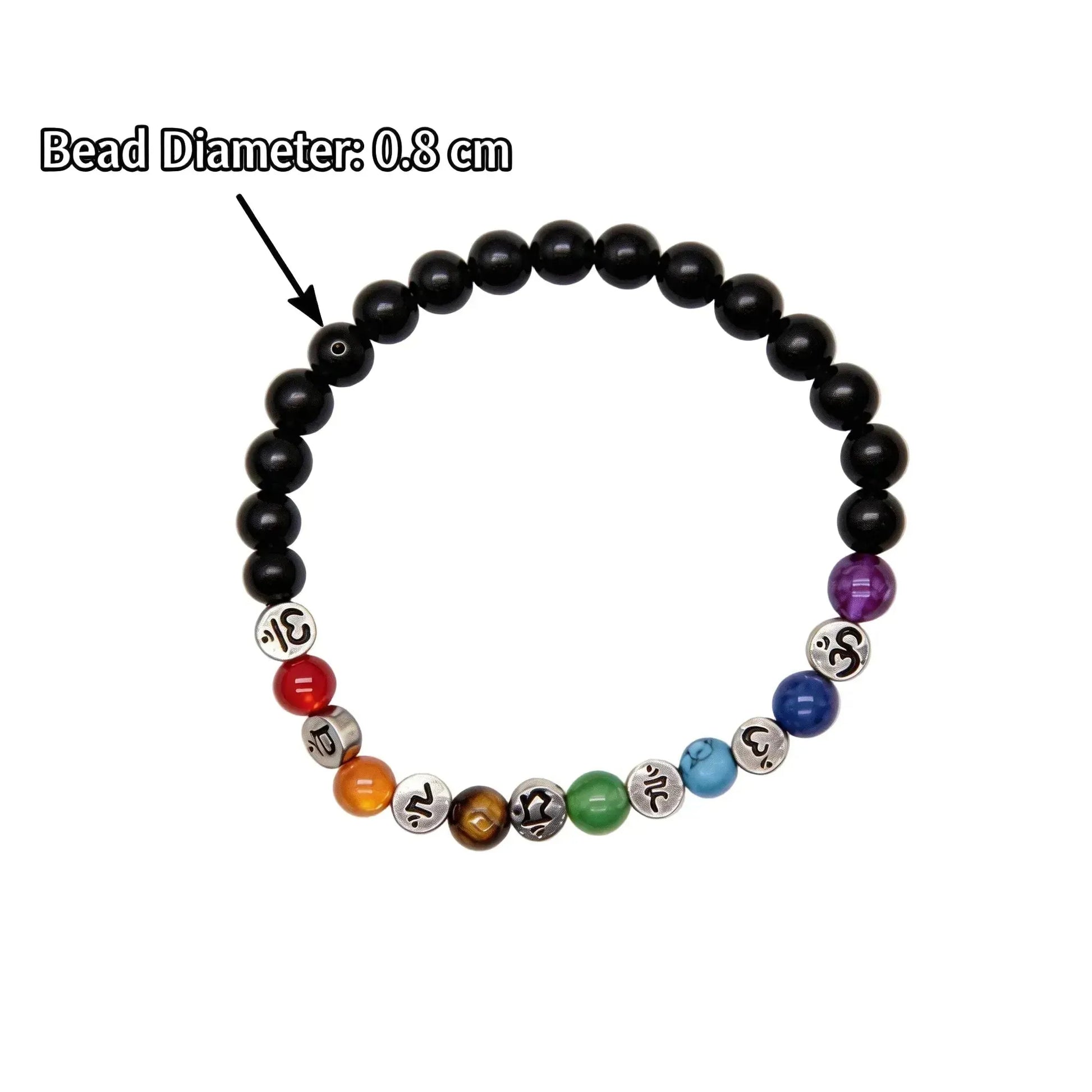 CHIROVE Natural 7 Chakra Black Onyx Bracelet | Om Mantra Healing Jewelry for Yoga - ChiGrove