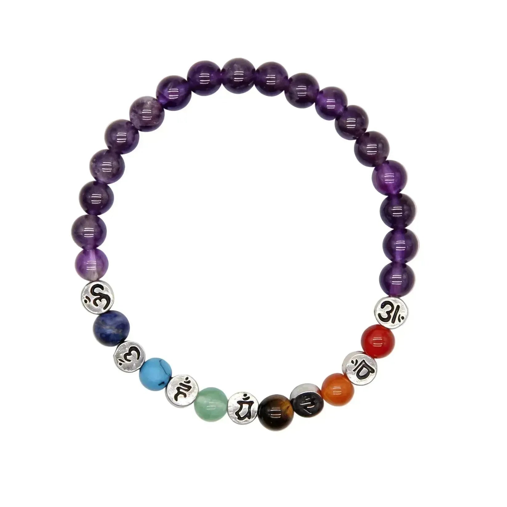 CHIGROVE Natural Amethyst 7 Chakra Healing Bracelet | Energy Jewelry for Meditation Self Care - ChiGrove