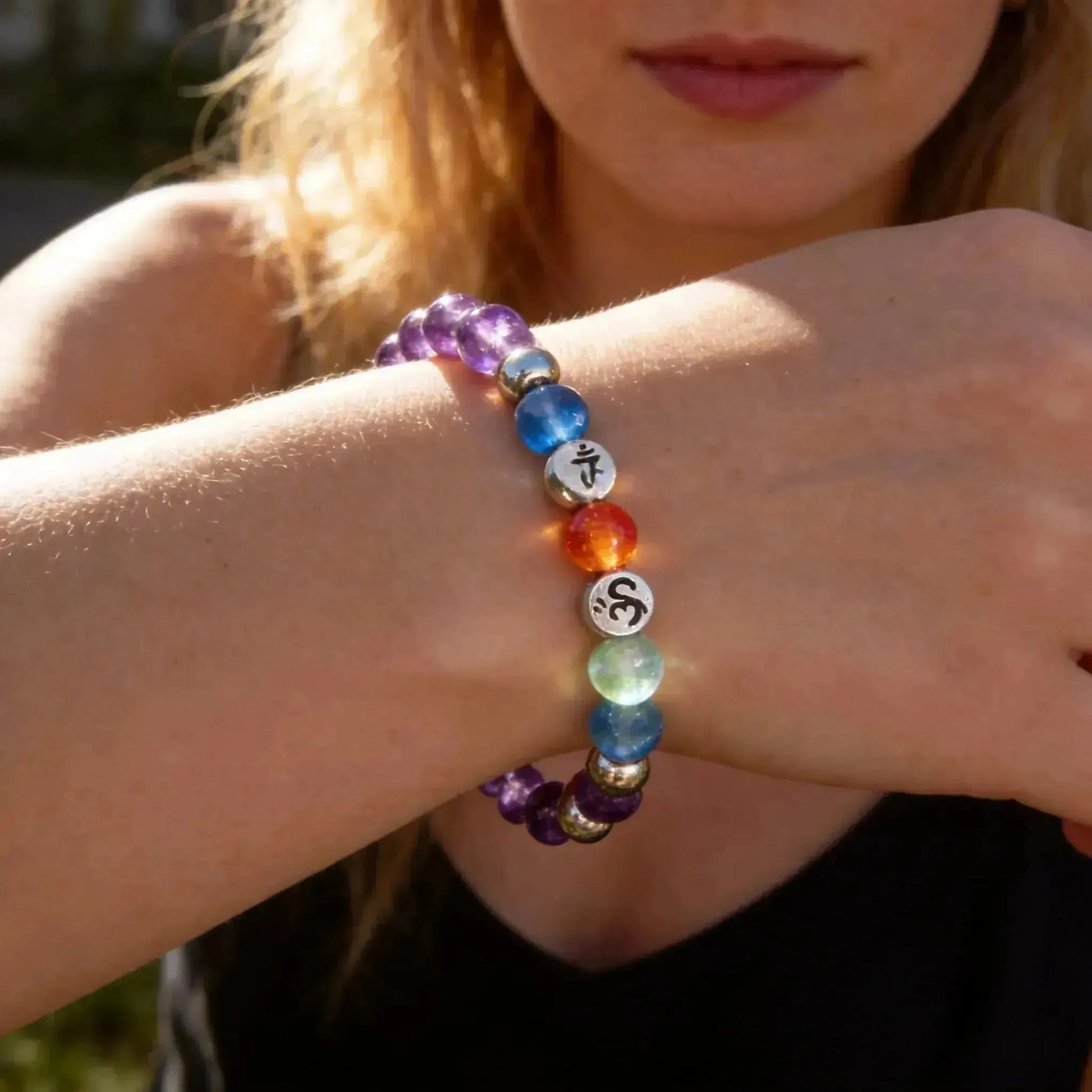 CHIGROVE Natural Amethyst 7 Chakra Healing Bracelet | Energy Jewelry for Meditation Self Care - ChiGrove
