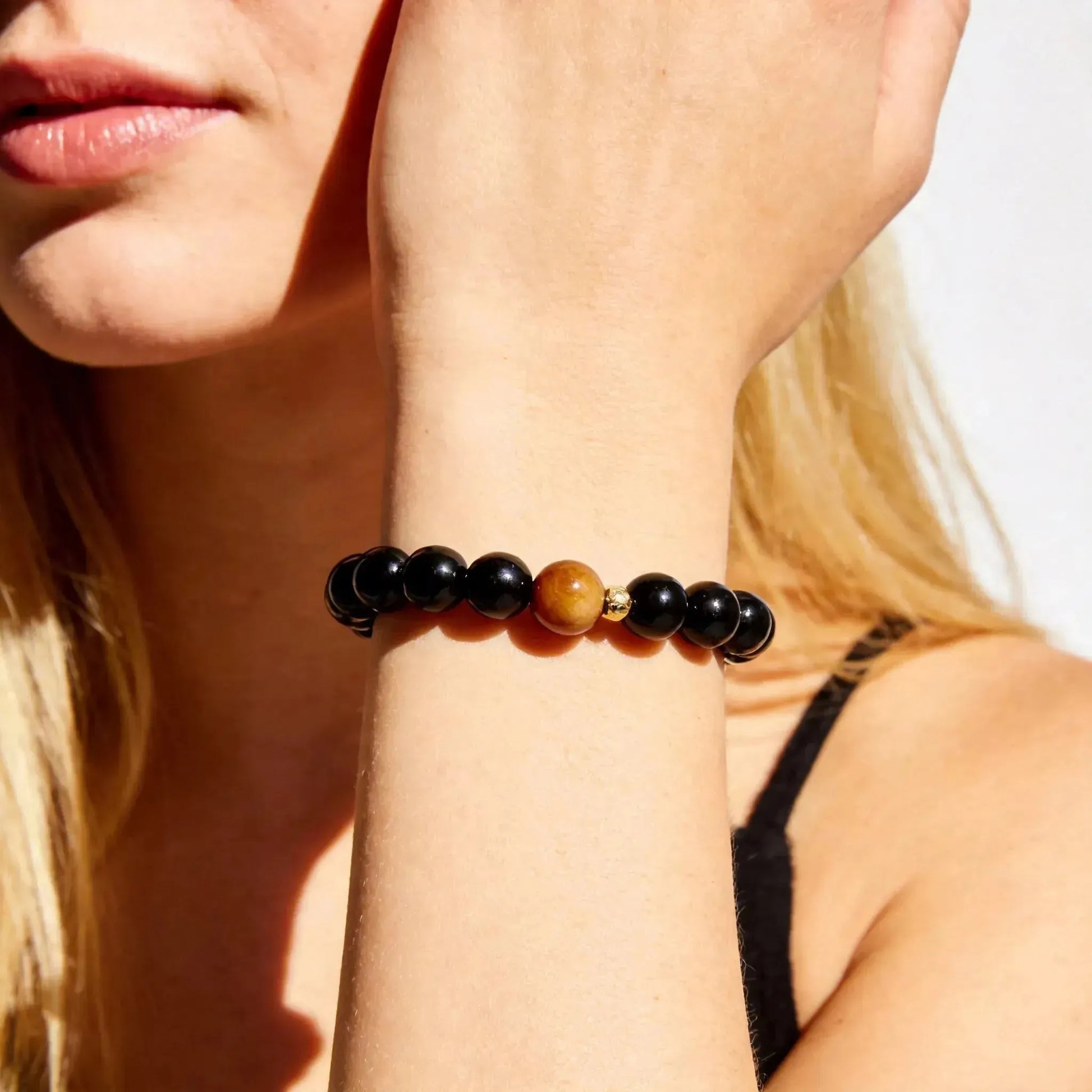 CHIGROVE Natural Obsidian & Tiger's Eye Bracelet | Healing Crystal Jewelry for Love & Daily Wear - ChiGrove
