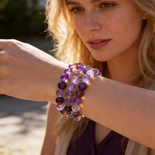 CHIGROVE Natural Grade 3 - Layer Amethyst Bracelet | Healing Crystal Jewelry for Love & Daily Wear - ChiGrove
