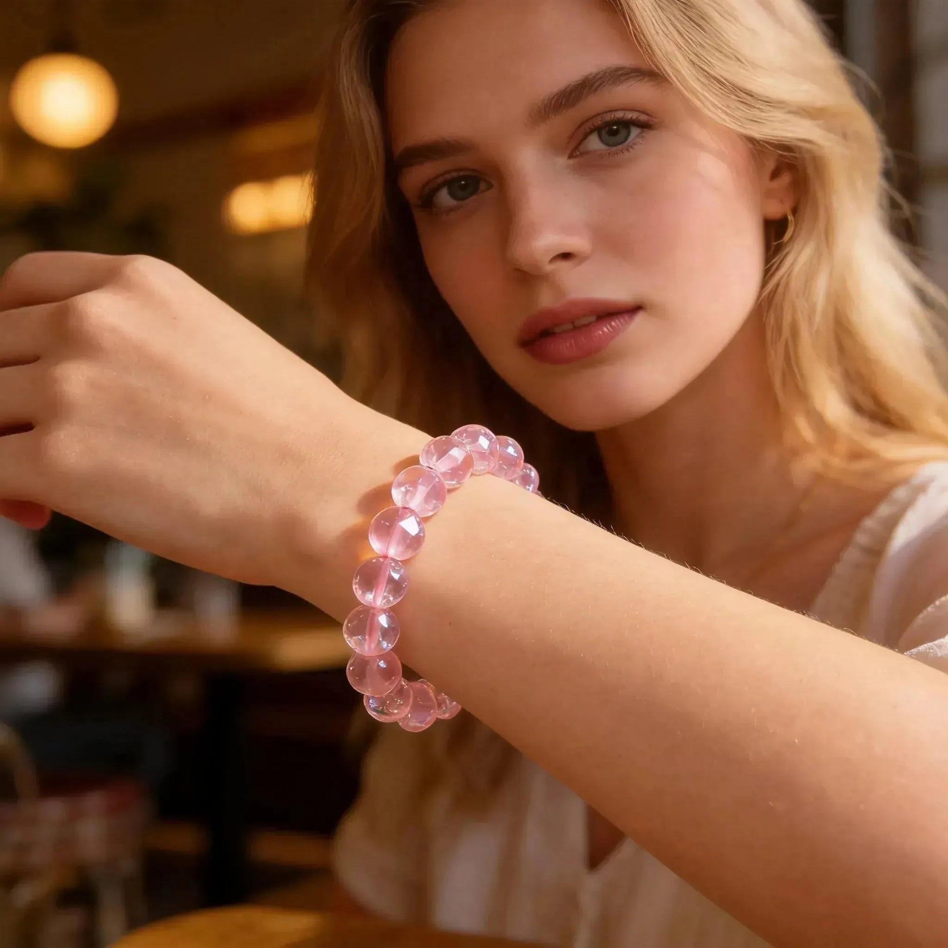 CHIGROVE Natural Rose Quartz Bracelet | Healing Crystal Jewelry for Love & Daily Wear - ChiGrove