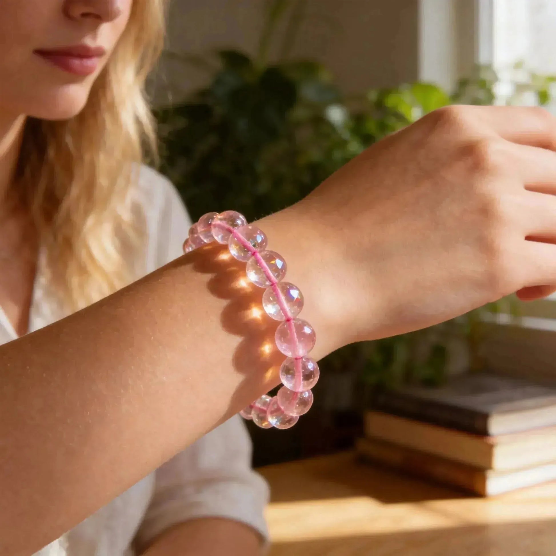 CHIGROVE Natural Rose Quartz Bracelet | Healing Crystal Jewelry for Love & Daily Wear - ChiGrove