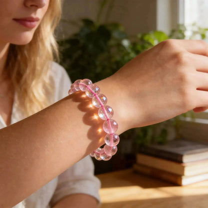 CHIGROVE Natural Rose Quartz Bracelet | Healing Crystal Jewelry for Love & Daily Wear - ChiGrove