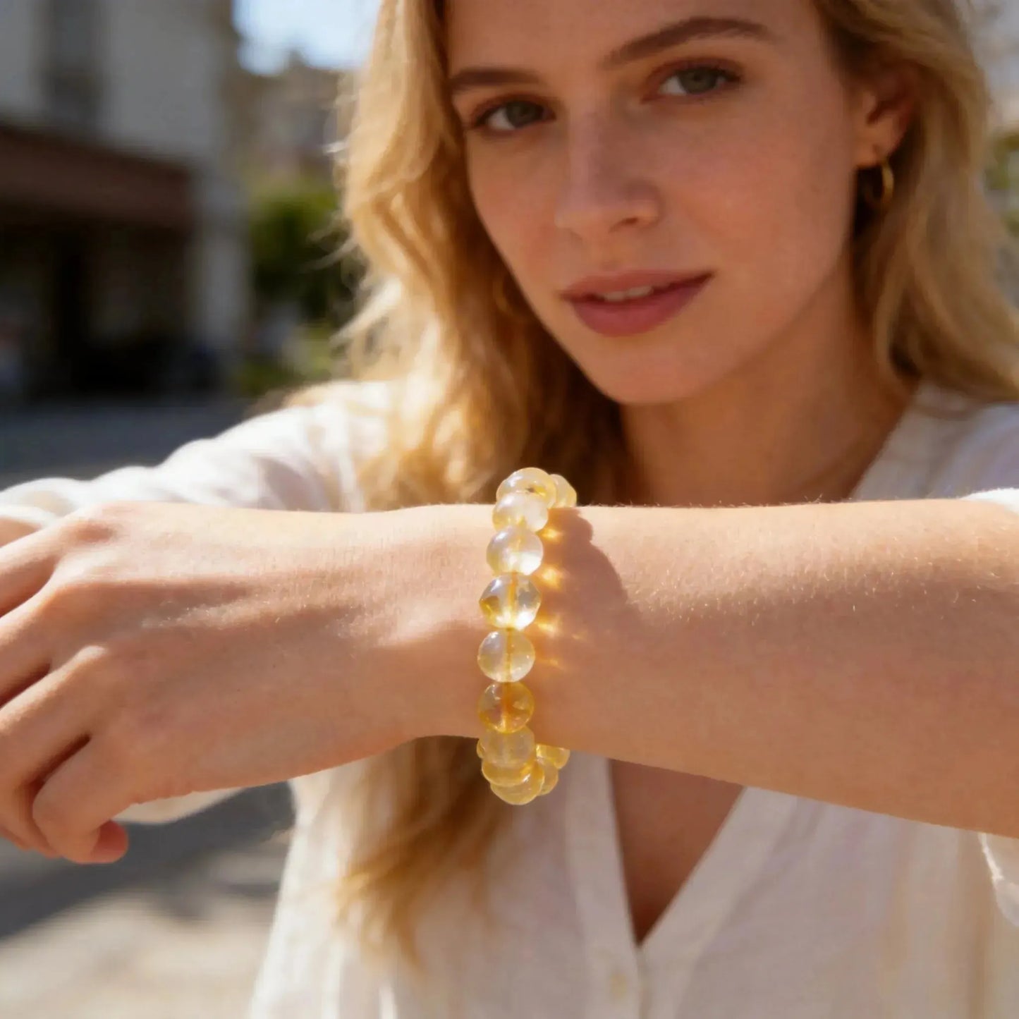 CHIGROVE Natural Golden Rutilated Quartz Bracelet | Healing Crystal Jewelry for Love & Daily Wear - ChiGrove