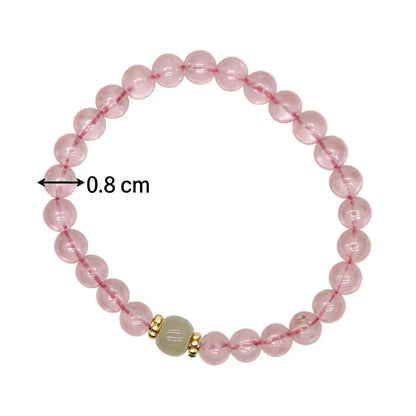 CHIGROVE Natural Rose Quartz Crystal Bracelet with Jade Accent | Healing Crystal Jewelry for Love & Daily Wear - ChiGrove