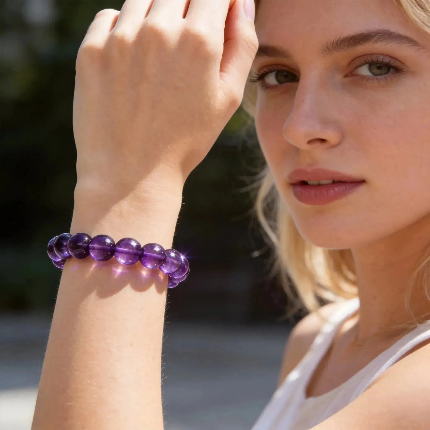 CHIGROVE Natural Amethyst Beaded Bracelet | Healing Crystal Jewelry for Love & Daily Wear - ChiGrove