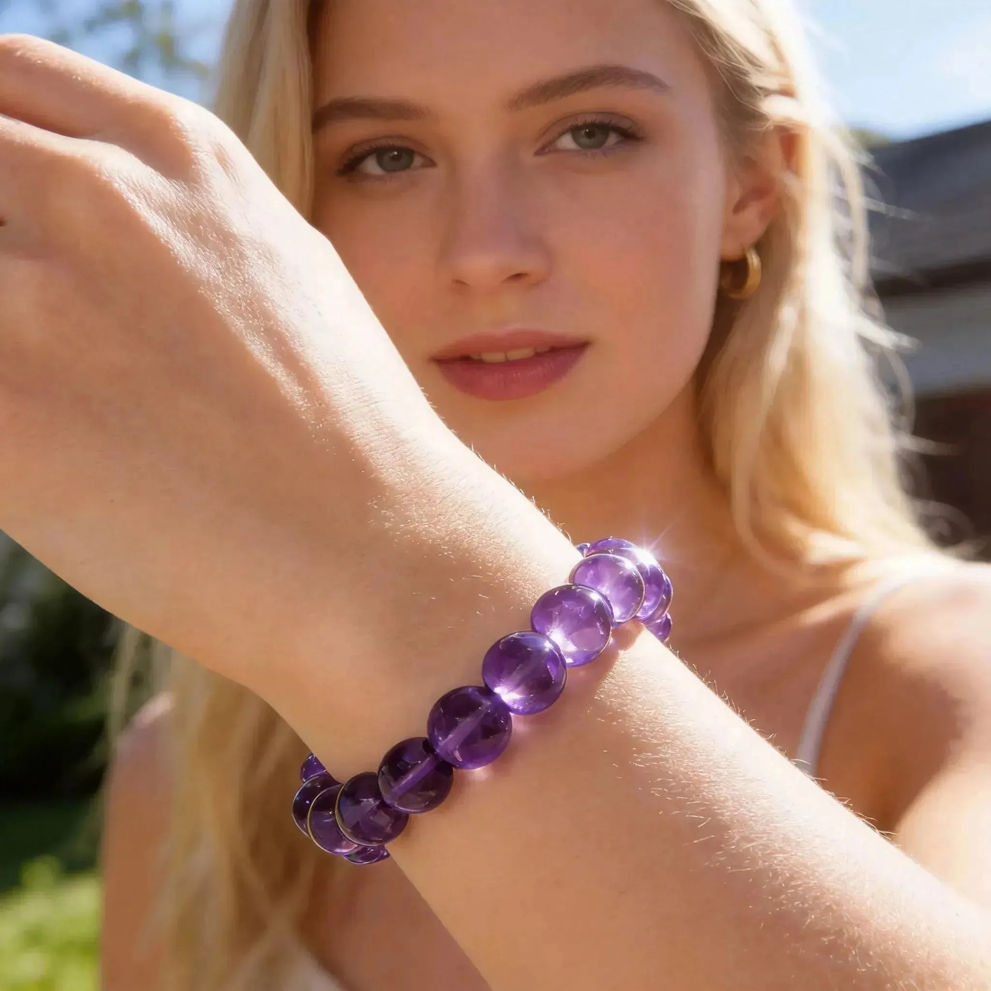 CHIGROVE Natural Amethyst Beaded Bracelet | Healing Crystal Jewelry for Love & Daily Wear - ChiGrove