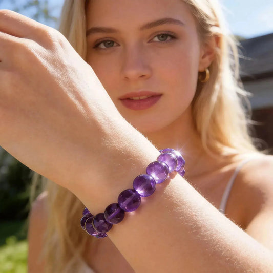 CHIGROVE Natural Amethyst Beaded Bracelet | Healing Crystal Jewelry for Love & Daily Wear - ChiGrove