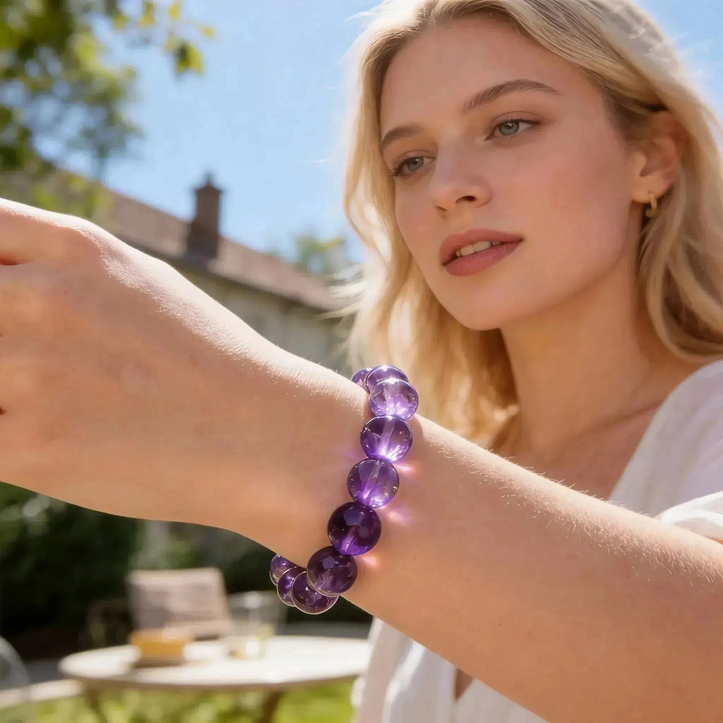 CHIGROVE Natural Amethyst Beaded Bracelet | Healing Crystal Jewelry for Love & Daily Wear - ChiGrove