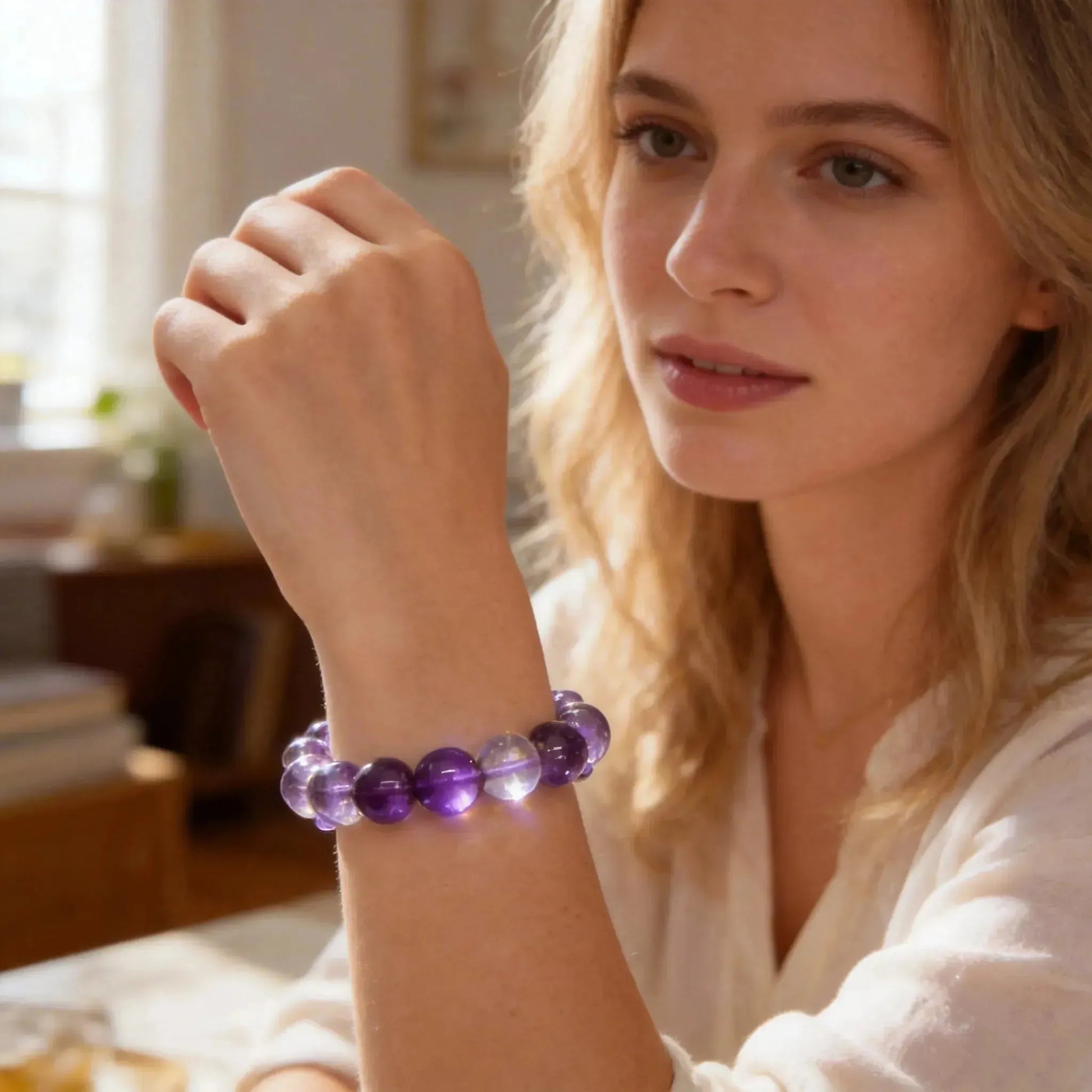 CHIGROVE Natural Amethyst Crystal Bracelet | Healing Crystal Jewelry for Love & Daily Wear - ChiGrove