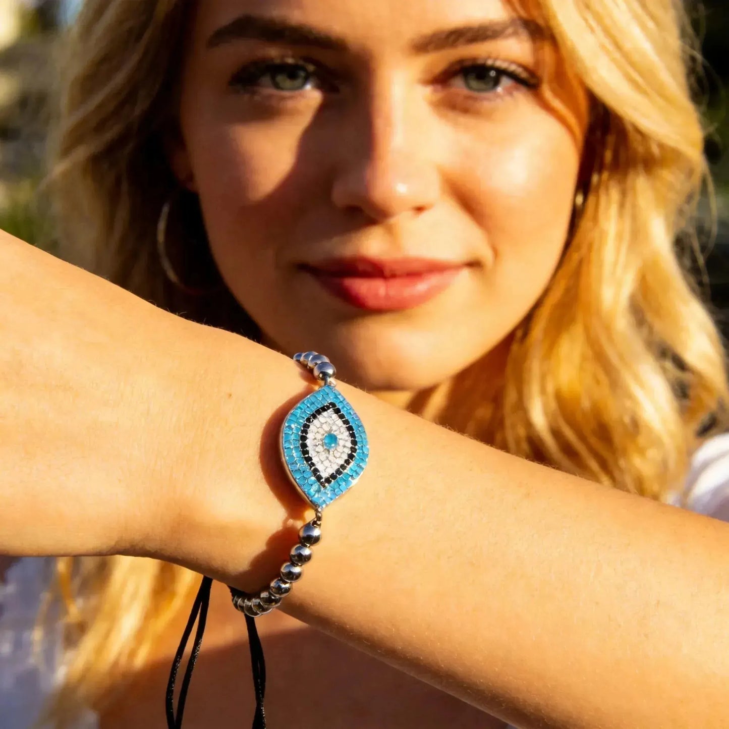 CHIGROVE Blue Evil Eye Beaded Bracelet | Adjustable Lucky Protection Jewelry for Women Daily Wear - ChiGrove
