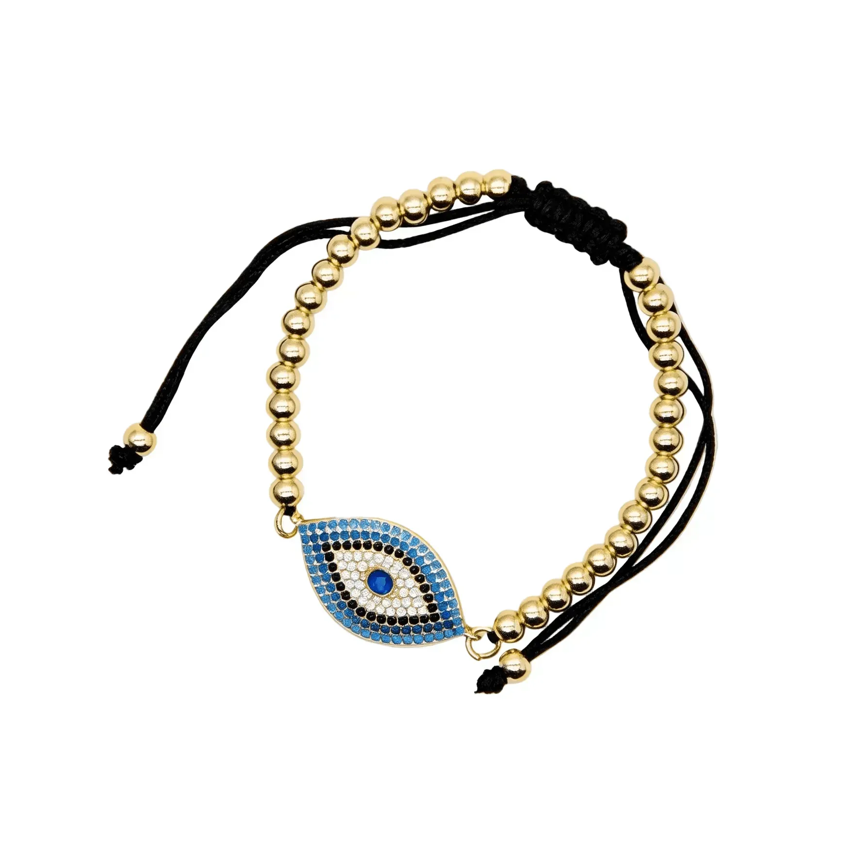 CHIGROVE Gold Beaded Blue Evil Eye Adjustable Bracelet | Lucky Protection Jewelry for Women - ChiGrove