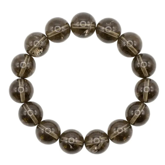 Pulsera de Cuarzo Ahumado para Enraizar — Cuentas Grandes Naturales, 14 mm
