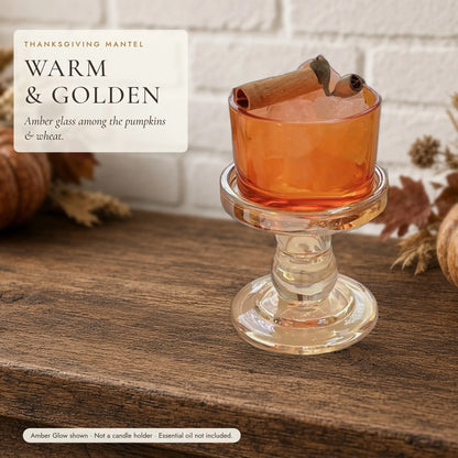 The Crystal Diffuser Cup — Tinted Glass Pedestal with Raw Stones & Dried Botanicals