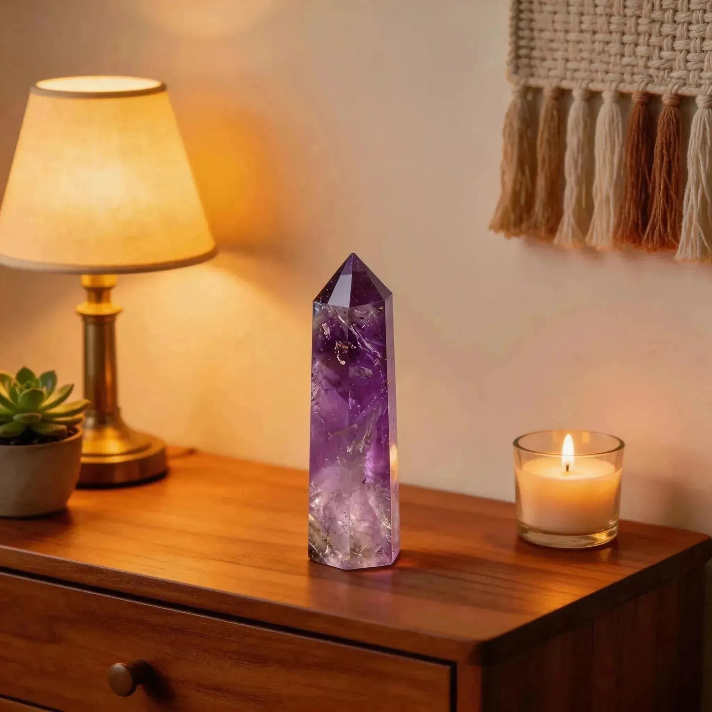 CHIGROVE Natural Amethyst Crystal Obelisk | Spiritual Crystal for Protection & Energy Focus - ChiGrove