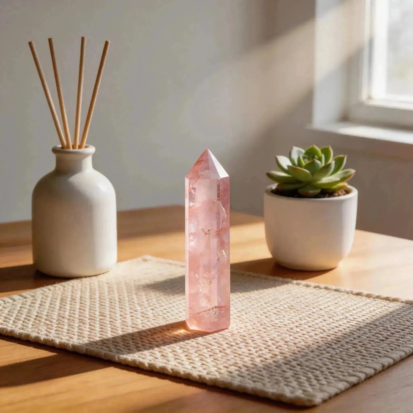 CHIGROVE Natural Rose Quartz Crystal Obelisk | Spiritual Crystal for Protection & Energy Focus - ChiGrove